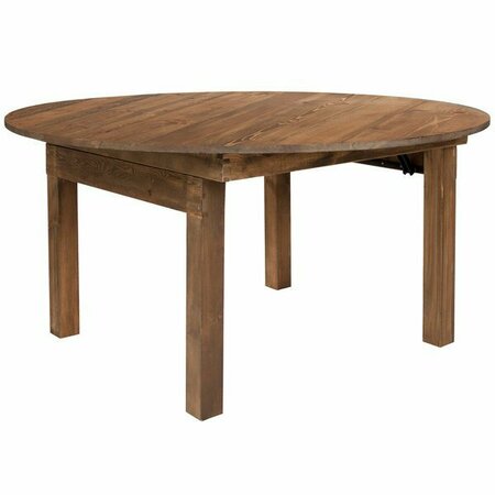 FLASH FURNITURE XA-F-60-RD-GG Hercules 60'' Antique Rustic Solid Pine Round Folding Farm Table 354XAF60RND